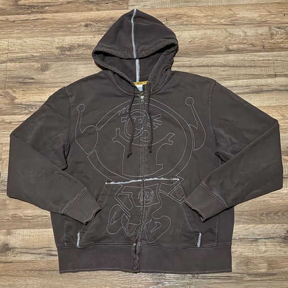 Y2K Nike Air Max Zip Up Hoodie Sweatshirt Chocolate Brown